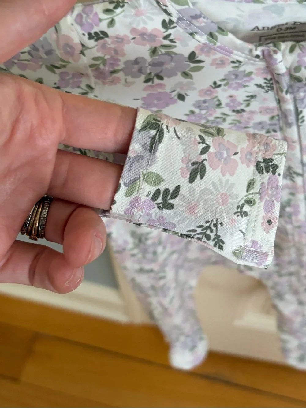 NWT Angel Dear Bamboo Lavender Floral Footed One-Piece Pajama